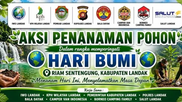 Peringati Hari Bumi, IWO Landak bersama Marwan SH dan Sahat Tinambunan gelar aksi tanam pohon di Riam Sentengung, Ngabang, libatkan komunitas dan masyarakat.