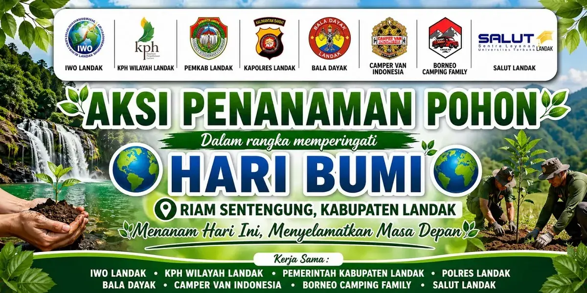 Peringati Hari Bumi, IWO Landak bersama Marwan SH dan Sahat Tinambunan gelar aksi tanam pohon di Riam Sentengung, Ngabang, libatkan komunitas dan masyarakat.